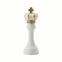 Decorative Chess Piece Figurine with Gold Accents Elegant Chess Figurine with Gold Crown Sculptural Stable for Collectors