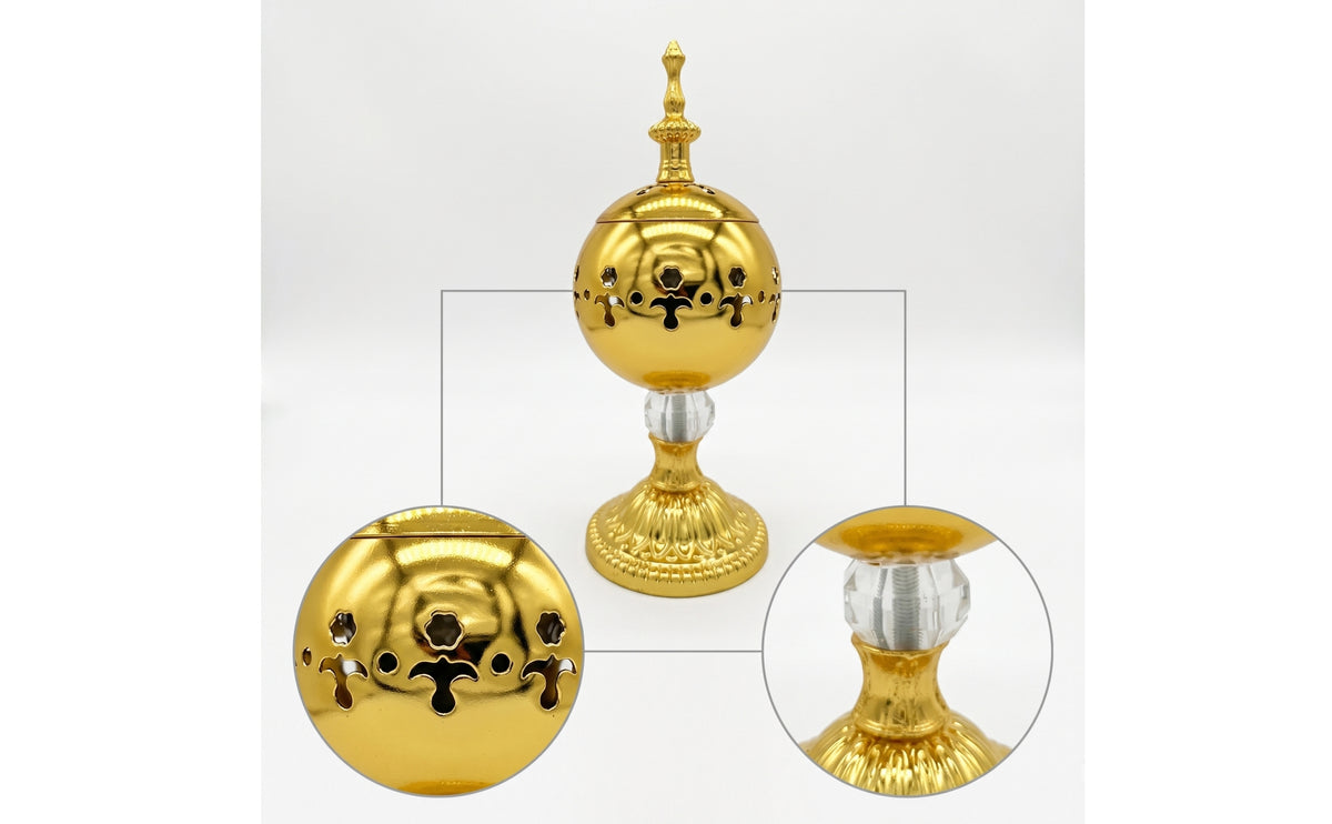 Electric Scent Warmer Electric-Powered Scent Warmer with Lid Decorative Metal Censer for Home, Meditation, Tea Room