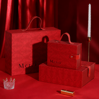 Floral Drawer Gift Boxes for Presents, Retro Red Paper Gift Box with Lids, 27x9x21cm Birthday Girlfriend Company Gift