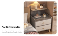 Easy Assembly Modern Nightstand 2 Drawers Thickened Board Modern 2-Drawer Nightstand Multi-Functional Bedside Storage Shelf Table for Apartment Dwellers, Students, Homeowners, Dorm Room