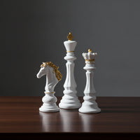 3 Pieces Resin Chess Decor Modern Chess Piece Statue Resin Figurine Sturdy Long-Lasting for Bookshelf, Desk