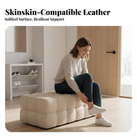 Light Luxury Design Cushioned Shoe Rack Bench Modern Minimalist Aesthetic Upholstered Waterfall Bench with Shoe Rack Comfortable Padded Seat Entryway Furnishing High Load Capacity for Apartment Dwellers, Homeowners, Hallway, Mudroom, Cloakroom