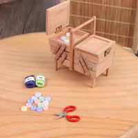 Miniature Sewing Box with Accessories Realistic Miniature Sewing Box Detailed