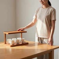 Two-Tier Cup Rack Woodtea-Ware Ware Rack Open-Frame Countertop Display Shelf