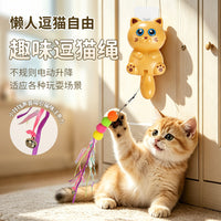 Electric Cat Teaser with Hanging Swing and Automatic Lift Bell Rope