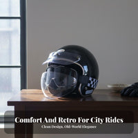 3/4 Open Face Helmet 3C Certified Retro Removable and Washable Liner Guarding Headwear for Commuters, Men, Commuting, City Riding