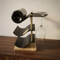 Decorative Bottle Display Stand Vintage Freestanding Beverage Stand Artistic 3-Bottle Beverage Rack for Entryway, Dining Room