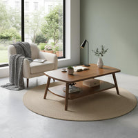 Space Saving Modern Minimalist Tea Table Thickened Tabletop Modern Coffee Table Sturdy Wood Legs Easy to Clean for Renters, Small Areas, Bedroom