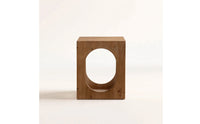 Side Table with Cutouts Rustic Wooden Block Table Solid Wood Furniture for Living Rooms, Bedroom, Apartments