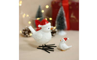 Parent and Chick Bird Decor Festive Display Christmas Bird Figurine Handcrafted Detail for Tabletop