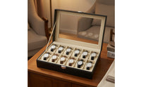 Watch Display Box PU Leather Watch Organizer with Window Dustproof Jewelry Box with Dividers for Collectors, Dresser, Closet