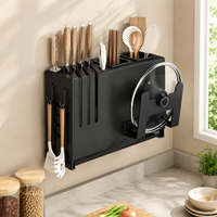 Kitchen Storage Rack, Magnetic Type, Kitchen Tool Storage, Slide-Type, Seasoning Rack, Black