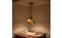 Colorful Stained Glass Hanging Lamp Light Decorative Vintage Hanging Lamp Adjustable Height for Cafe, Dining Room, Bedside