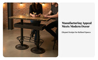 Industrial Aesthetic High-Top Table and Stool Set Retro Design 3-Piece High-Top Dining Set Integrated Footrest Bar Furnishing Sturdy Construction for Restaurant Managers, Apartment Dwellers, Nightclub, Lounge, Small Areas, Balcony