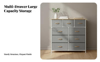 Large Capacity Multi-Drawer Organizer Unit Sturdy and Long-Lasting Rustic Wood Grain Drawer Unit Easy Assembly Metal Frame Chest of Drawers Adjustable Feet for Families, Homeowners, Living Room, Entryway, Hallway, Playroom