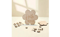 Wooden Milestone Board Flower-Shaped Baby Announcement Sign Milestone Board with Bag Double-Sided Boards Writable