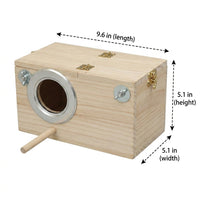 Wood Bird Box and Bird House, Bird Nesting Box for Parakeet and Cockatiel, Nest Box 24.5cm with Perch and Cleaning Panel for Breeding