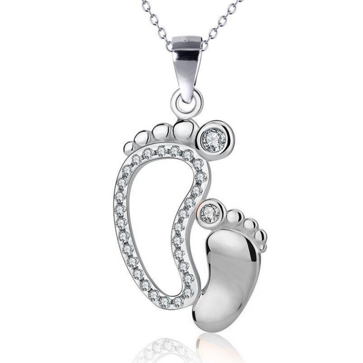 Big and Small Feet Pendant Necklace Sentimental Gift Mom and Baby Feet Necklace