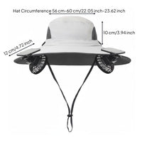 Adjustable Size Solar Powered Fan Hat Lightweight Solar Fan Hat Breathable Mesh Windproof Chin Strap for Fishers, Hikers, Gardeners, Fishing, Hiking, Camping, Gardening