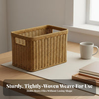 Imitation Rattan Basket Easy to Clean Rectangular Woven Basket Imitation Rattan Storage Bin Decorative Home Decor Large Capacity
