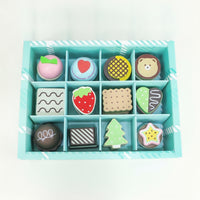 12 Pieces Toy Tray with Sweets Painted Pretend Dessert Set Play Dessert Set Bright Sweet Treats Toys Sturdy for Children