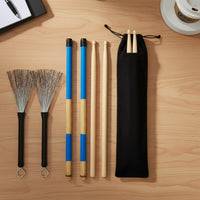 7 Pieces Drum and Brush Set Versatile Sound Options Retractable Wire Drum Brushes Includes Storage Bag Percussion Accessory for Practice Practice Time