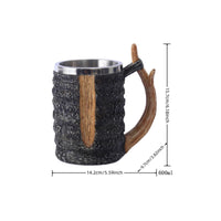 Metal-Lined Tree Branch Mug Textured Branch Handle Mug Wood-Grain