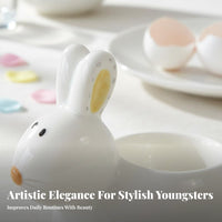 Embossed Details Ceramic Egg Cup High-Temperature Fired Ceramic Rabbit Egg Cup Durable Tableware Easy to Clean for Children