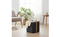 Waterproof Laundry Hamper with Wooden Handle Wear-Resistant Foldable Laundry Basket Sturdy Freestanding Textile Hamper Long-Lasting for Bedroom