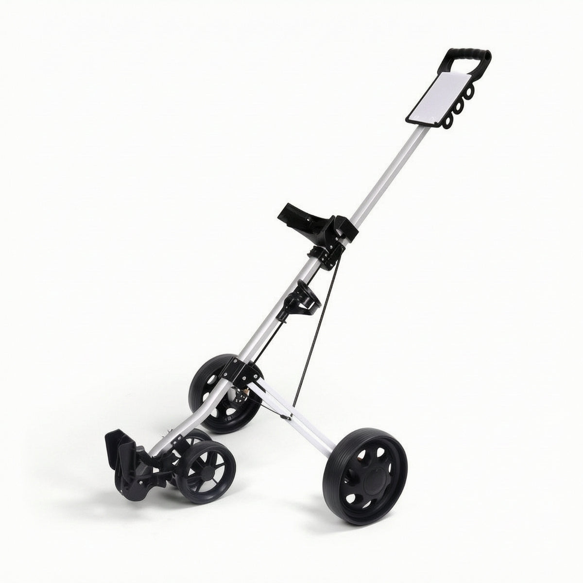 Golf Bag Push Cart Height-Adjustable Golf Push Cart with Cup Holder Trolley Aluminum Sturdy for Golfers