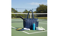 Quilted Racket Bag Padded Quilted Tennis Bag Carryall Front Zip Pocket Side Pockets