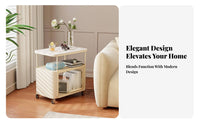 Space-Saving Rolling C-Shaped Stand with casters Side Table Multi-Functional Indoor Furniture dual-level Storage for Apartment Dwellers, Remote Workers, Living Room, Next to Sofa, Small Spaces, Beside Bed