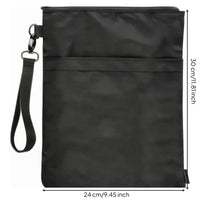 Black Book Sleeve with Front Pocket Soft Book Sleeve with Wrist Strap Slim Reading Accessory Rectangular for Travel, School