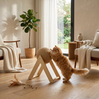Interactive Rotating Cat Scratcher Ball Compact Cat Scratching Ball on Stand Space-Saving Pet Toy Stylish for Kittens