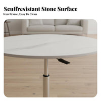 Adjustable Height Round elevatingTop End Table Movable Living Room Furniture Modern Design Space-Saving for Apartment Dwellers, Homeowners, Students, Bedroom, Home Office, Hallway