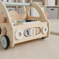 Multifunctional Wooden Activity Stroller Steering Wheel Baby Push Toy Wagon Movement Skills Child Mobility Aid Sensory Play for Nursery