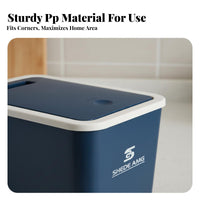 Press Top Trash Can Sturdy PP Material Square Kitchen Trash Can Lidded Bathroom Garbage Bin Large Capacity for Office Workers