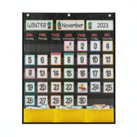 Interactive Classroom Calendar Chart Reusable Calendar Chart with Pocket Sturdy Convenient for Homeschoolers, Homeschool