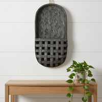 Woven Wood Basket Decorative Wooden Wall Basket Country-Style Home Storage