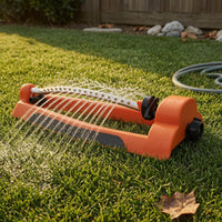 Oscillating Lawn Sprinkler 17 Nozzles Lawn Sprinkler Outdoor Watering Orange Plastic Body Yard Tool Easy to Use
