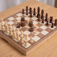Portable Wooden Chess Set Carved Foldable Chess Set Compact Travel for Beginners, Classroom