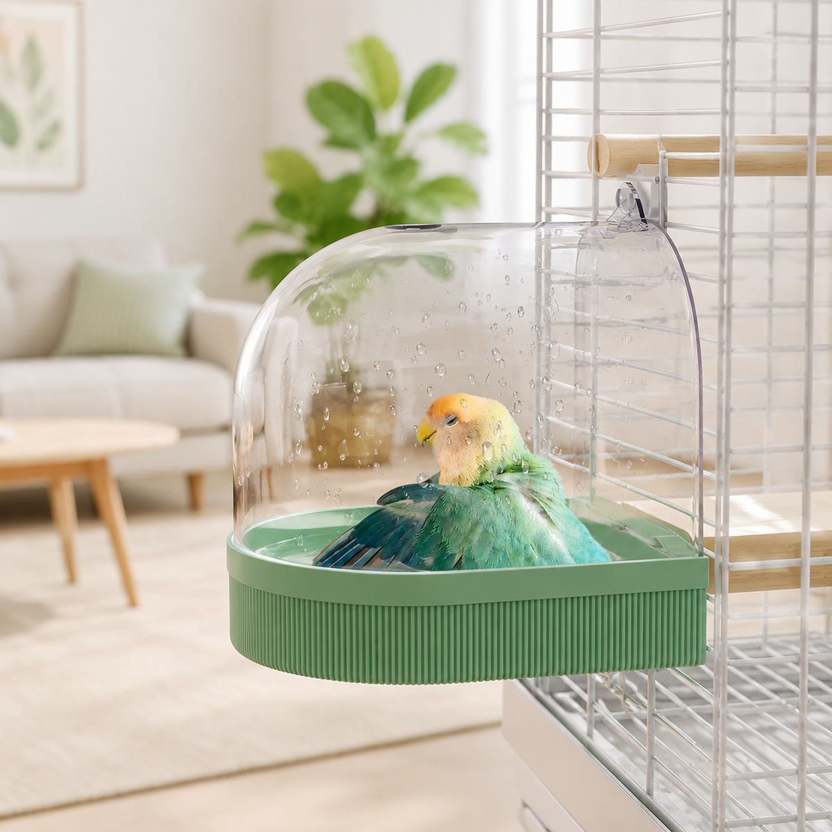 Cage-Mounted Bird Bath & Feeder, Multi-Functional Bird Feeding Station, Easy Clean for Small Garden Birds