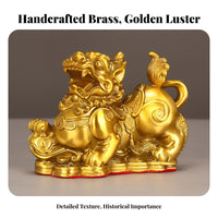 Brass Fortune Creature Statue Housewarming Gift Feng Shui Wealth Guardian Yao Statue Golden Wealth Guardian Yao Wealth Sculpture