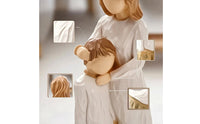 New Mom Mother and Child Figurine Hand-Carved Look Mother and Child Statue Wood-Like Resin Figurine with Engraved Base First Time Mothers for Collectors, Shelf, Desk, Memorial Display