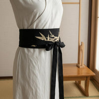 Black Embroidered Waist Belt Bow Knot Tie Waist Belt Lightweight Fashion Accessory Easy to Match