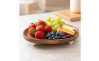 Elevated Serving Tray Low-Profile Tray with Feet Footened Wooden Serving Platter for Dining Table