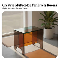 Transparent Color Block Acrylic Bench Minimalist Design Low Stool Elegant Appearance Vanity Seat Multi-Purpose for Children, Adults, Homeowners, Entryway, Living Room, Dressing Area, Bathroom