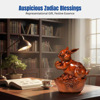 Rosewood Zodiac Set, Hand-Carved Hardwood Figurines, Chinese Style Desktop Craft