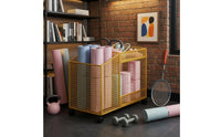Exercise Mat Holder Welded Metal Exercise Storage Rack Slanted Top Metal Exercise Organizer