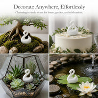 Mini White Porcelain Swan Figurine for Micro Landscape and Aquarium Decor